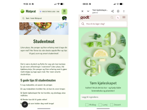 Skjermklipp av to matapper.